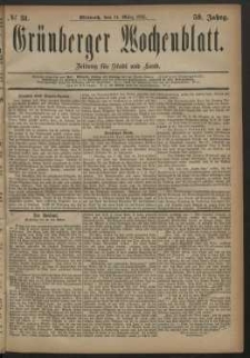 Gr&uuml;nberger Wochenblatt: Zeitung f&uuml;r Stadt und Land, No. 31. (14. M&auml;rz 1883)