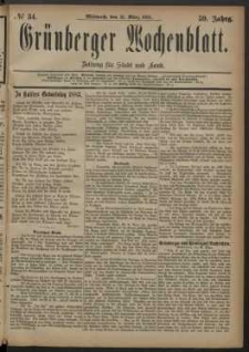 Gr&uuml;nberger Wochenblatt: Zeitung f&uuml;r Stadt und Land, No. 34. (21. M&auml;rz 1883)