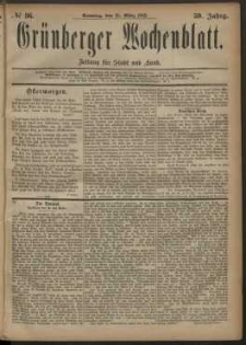 Gr&uuml;nberger Wochenblatt: Zeitung f&uuml;r Stadt und Land, No. 36. (25. M&auml;rz 1883)