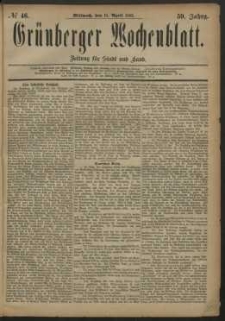 Gr&uuml;nberger Wochenblatt: Zeitung f&uuml;r Stadt und Land, No. 46. (18. April 1883)