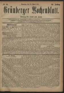 Gr&uuml;nberger Wochenblatt: Zeitung f&uuml;r Stadt und Land, No. 51. (29. April 1883)