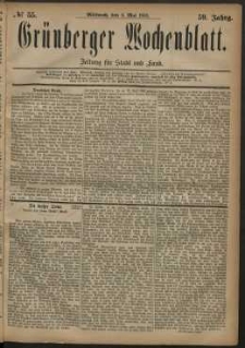 Gr&uuml;nberger Wochenblatt: Zeitung f&uuml;r Stadt und Land, No. 55. (9. Mai 1883)