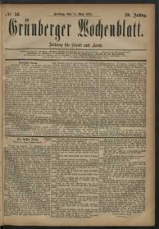 Gr&uuml;nberger Wochenblatt: Zeitung f&uuml;r Stadt und Land, No. 56. (11. Mai 1883)