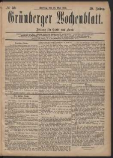 Gr&uuml;nberger Wochenblatt: Zeitung f&uuml;r Stadt und Land, No. 59. (18. Mai 1883)
