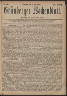 Grünberger Wochenblatt: Zeitung für Stadt und Land, No. 60. (20. Mai 1883)