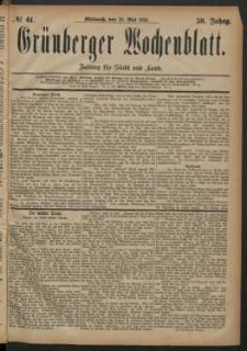 Gr&uuml;nberger Wochenblatt: Zeitung f&uuml;r Stadt und Land, No. 61. (23. Mai 1883)