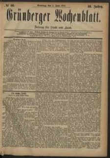 Gr&uuml;nberger Wochenblatt: Zeitung f&uuml;r Stadt und Land, No. 66. (3. Juni 1883)