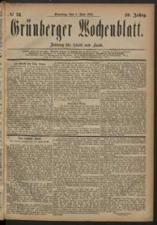 Gr&uuml;nberger Wochenblatt: Zeitung f&uuml;r Stadt und Land, No. 78. (1. Juli 1883)