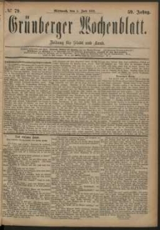 Gr&uuml;nberger Wochenblatt: Zeitung f&uuml;r Stadt und Land, No. 79. (4. Juli 1883)