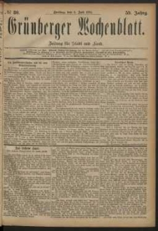 Gr&uuml;nberger Wochenblatt: Zeitung f&uuml;r Stadt und Land, No. 80. (6. Juli 1883)