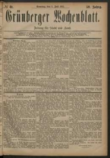 Gr&uuml;nberger Wochenblatt: Zeitung f&uuml;r Stadt und Land, No. 81. (8. Juli 1883)