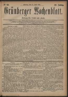 Gr&uuml;nberger Wochenblatt: Zeitung f&uuml;r Stadt und Land, No. 83. (13. Juli 1883)