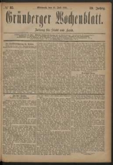 Gr&uuml;nberger Wochenblatt: Zeitung f&uuml;r Stadt und Land, No. 85. (18. Juli 1883)