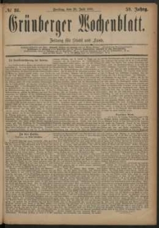 Gr&uuml;nberger Wochenblatt: Zeitung f&uuml;r Stadt und Land, No. 86. (20. Juli 1883)