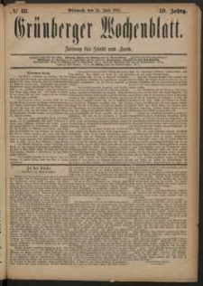 Gr&uuml;nberger Wochenblatt: Zeitung f&uuml;r Stadt und Land, No. 88. (25. Juli 1883)