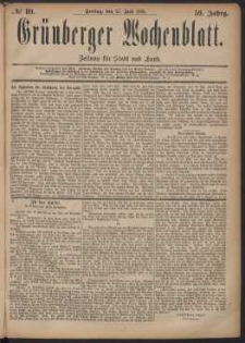 Gr&uuml;nberger Wochenblatt: Zeitung f&uuml;r Stadt und Land, No. 89. (27. Juli 1883)