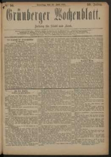Gr&uuml;nberger Wochenblatt: Zeitung f&uuml;r Stadt und Land, No. 90. (29. Juli 1883)
