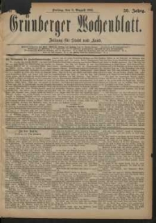 Gr&uuml;nberger Wochenblatt: Zeitung f&uuml;r Stadt und Land, No. 92. (3. August 1883)