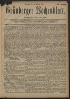 Gr&uuml;nberger Wochenblatt: Zeitung f&uuml;r Stadt und Land, No. 93. (5. August 1883)