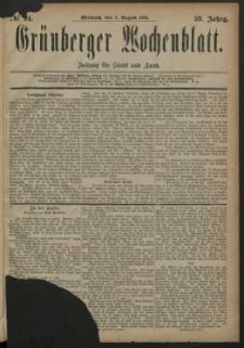 Gr&uuml;nberger Wochenblatt: Zeitung f&uuml;r Stadt und Land, No. 94. (8. August 1883)