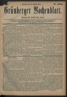 Gr&uuml;nberger Wochenblatt: Zeitung f&uuml;r Stadt und Land, No. 95. (10. August 1883)