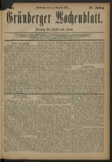 Gr&uuml;nberger Wochenblatt: Zeitung f&uuml;r Stadt und Land, No. 97. (15. August 1883)