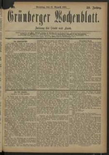 Gr&uuml;nberger Wochenblatt: Zeitung f&uuml;r Stadt und Land, No. 99. (19. August 1883)