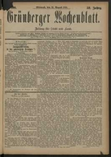 Gr&uuml;nberger Wochenblatt: Zeitung f&uuml;r Stadt und Land, No. 100. (22. August 1883)