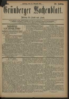 Gr&uuml;nberger Wochenblatt: Zeitung f&uuml;r Stadt und Land, No. 101. (24. August 1883)