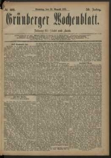 Gr&uuml;nberger Wochenblatt: Zeitung f&uuml;r Stadt und Land, No. 102. (26. August 1883)