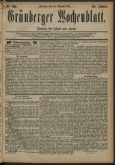 Gr&uuml;nberger Wochenblatt: Zeitung f&uuml;r Stadt und Land, No. 104. (31. August 1883)