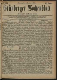 Gr&uuml;nberger Wochenblatt: Zeitung f&uuml;r Stadt und Land, No. 105. (2. September 1883)
