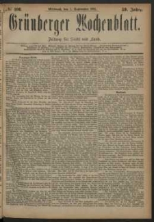 Gr&uuml;nberger Wochenblatt: Zeitung f&uuml;r Stadt und Land, No. 106. (5. September 1883)