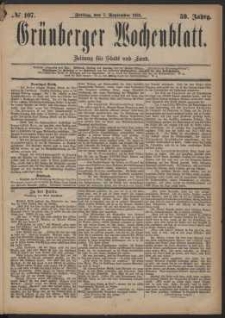 Gr&uuml;nberger Wochenblatt: Zeitung f&uuml;r Stadt und Land, No. 107. (7. September 1883)