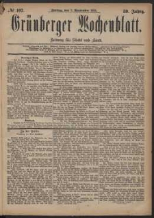 Grünberger Wochenblatt: Zeitung für Stadt und Land, No. 107. (7. September 1883)