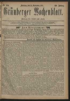 Gr&uuml;nberger Wochenblatt: Zeitung f&uuml;r Stadt und Land, No. 114. (23. September 1883)