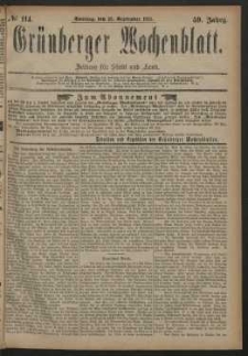 Grünberger Wochenblatt: Zeitung für Stadt und Land, No. 114. (23. September 1883)