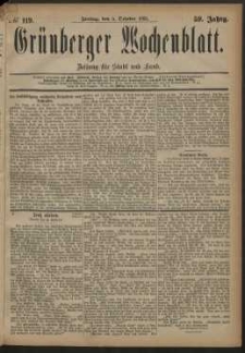 Gr&uuml;nberger Wochenblatt: Zeitung f&uuml;r Stadt und Land, No. 119. (5. October 1883)