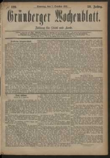 Gr&uuml;nberger Wochenblatt: Zeitung f&uuml;r Stadt und Land, No. 120. (7. October 1883)