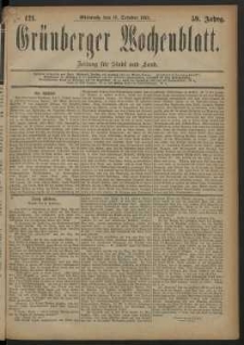 Gr&uuml;nberger Wochenblatt: Zeitung f&uuml;r Stadt und Land, No. 121. (10. October 1883)