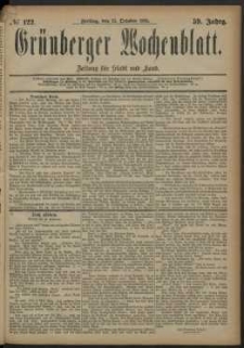 Gr&uuml;nberger Wochenblatt: Zeitung f&uuml;r Stadt und Land, No. 122. (12. October 1883)