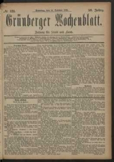 Gr&uuml;nberger Wochenblatt: Zeitung f&uuml;r Stadt und Land, No. 123. (14. October 1883)
