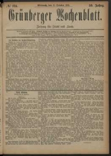 Gr&uuml;nberger Wochenblatt: Zeitung f&uuml;r Stadt und Land, No. 124. (17. October 1883)