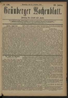 Gr&uuml;nberger Wochenblatt: Zeitung f&uuml;r Stadt und Land, No. 126. (21. October 1883)