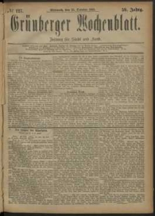 Gr&uuml;nberger Wochenblatt: Zeitung f&uuml;r Stadt und Land, No. 127. (24. October 1883)
