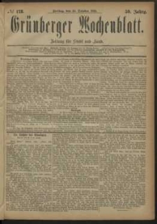 Gr&uuml;nberger Wochenblatt: Zeitung f&uuml;r Stadt und Land, No. 128. (26. October 1883)