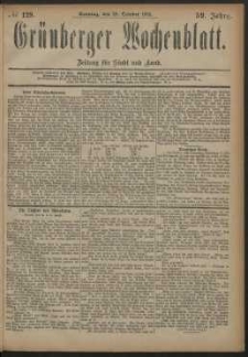 Gr&uuml;nberger Wochenblatt: Zeitung f&uuml;r Stadt und Land, No. 129. (28. October 1883)