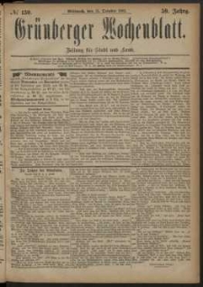 Gr&uuml;nberger Wochenblatt: Zeitung f&uuml;r Stadt und Land, No. 130. (31. October 1883)