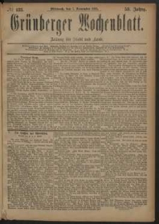 Gr&uuml;nberger Wochenblatt: Zeitung f&uuml;r Stadt und Land, No. 133. (7. November 1883)