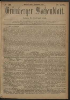 Gr&uuml;nberger Wochenblatt: Zeitung f&uuml;r Stadt und Land, No. 134. (9. November 1883)